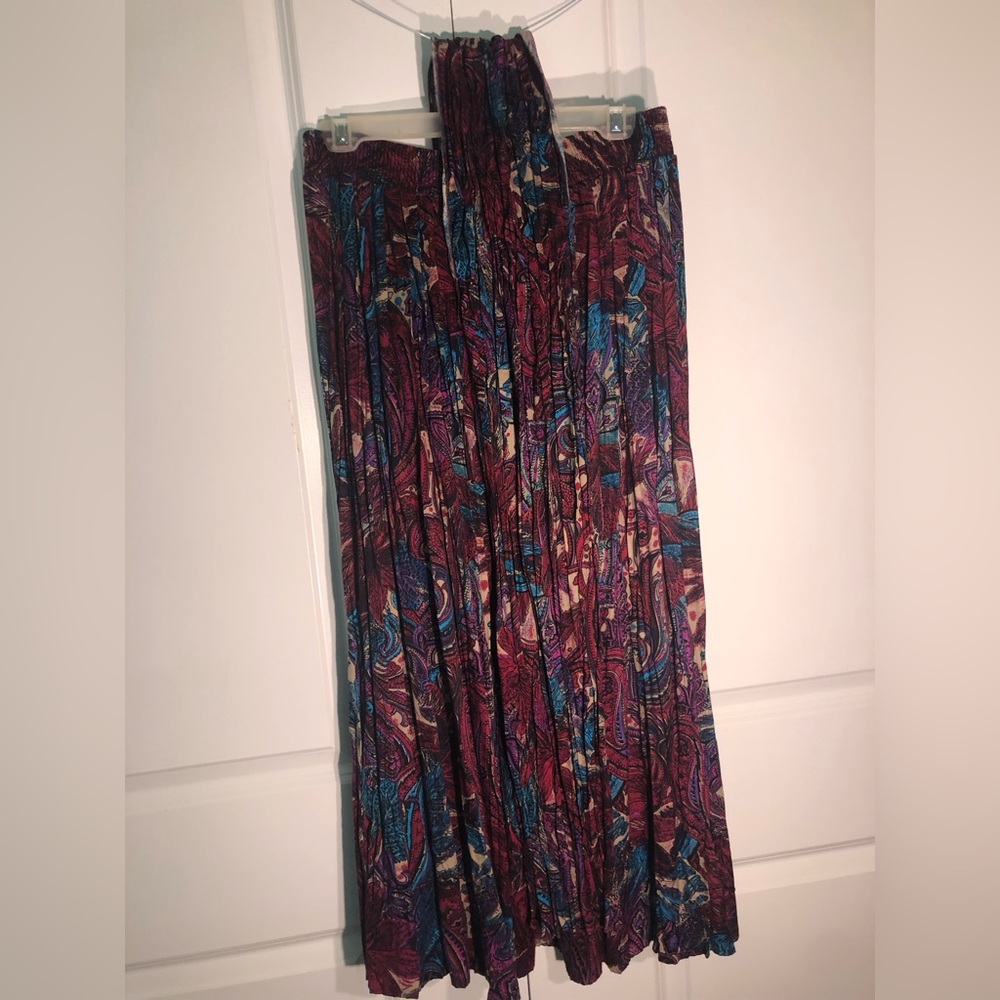 Long skirt with matching scarf deep rich colors and paisley design.